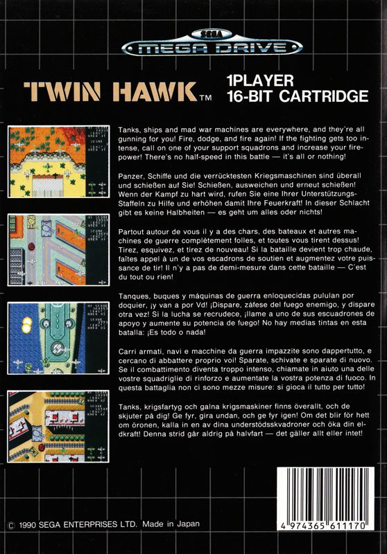Back Cover for Twin Hawk (Genesis)