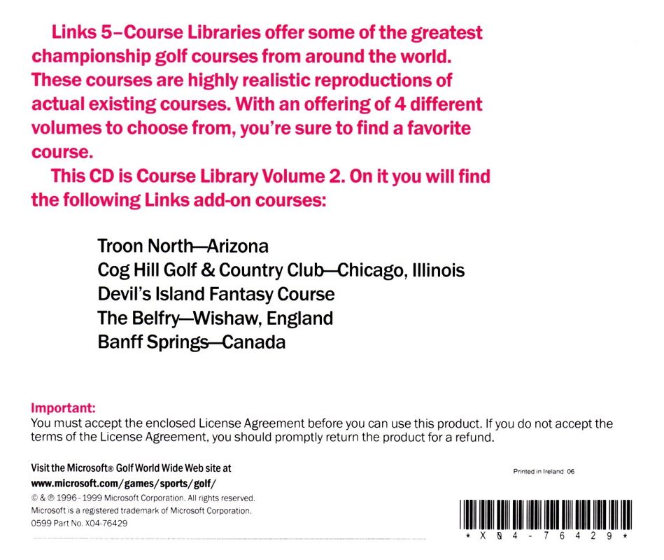 Other for Links: 5-Course Library - Volume 2 (DOS and Macintosh and Windows): Jewel Case - Back