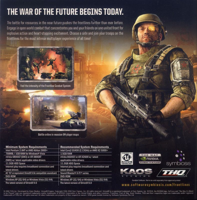 Back Cover for Frontlines: Fuel of War (Windows) (Distributed with Elitegroup videocards)