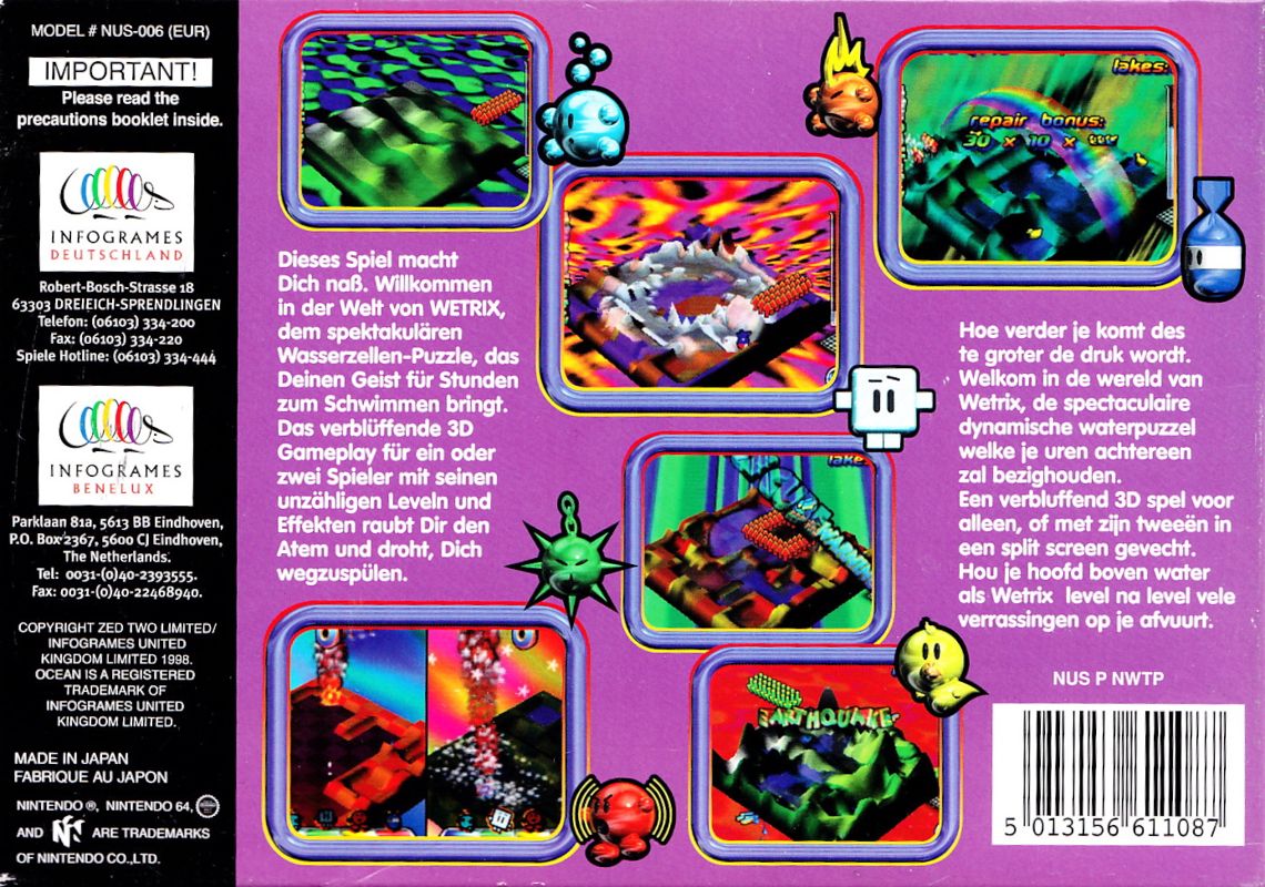 Back Cover for Wetrix (Nintendo 64)