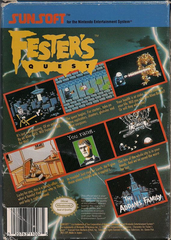 Back Cover for Fester's Quest (NES)