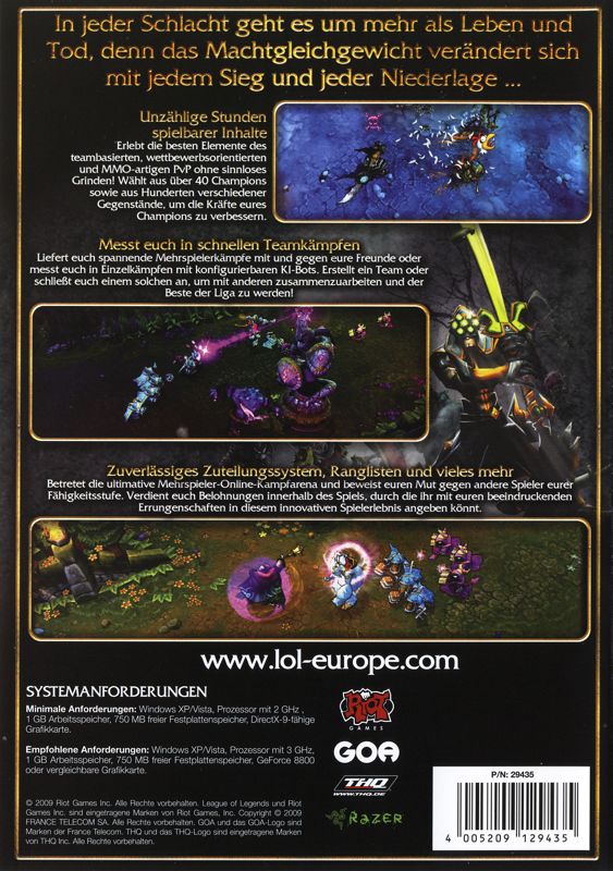 Back Cover for League of Legends (Collector's Pack) (Windows)