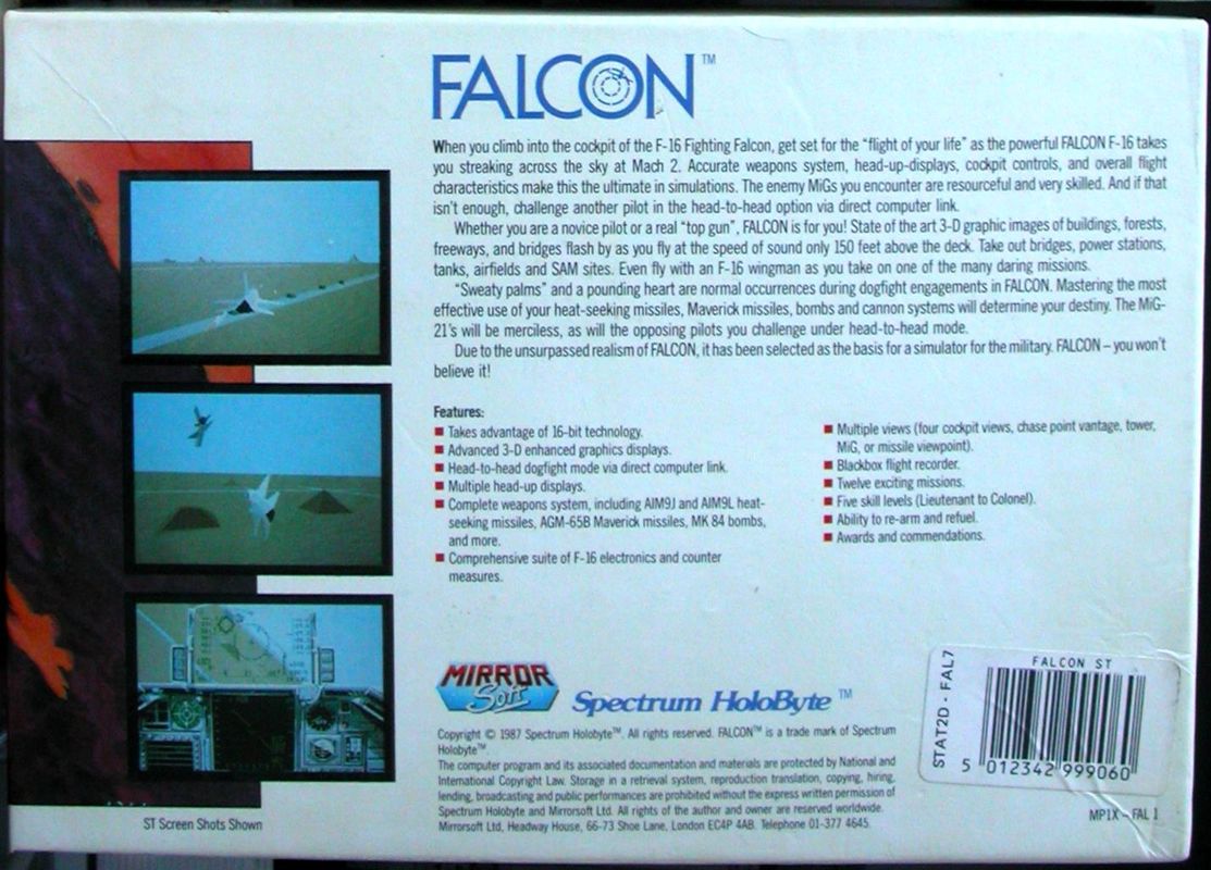 Back Cover for Falcon (Atari ST)