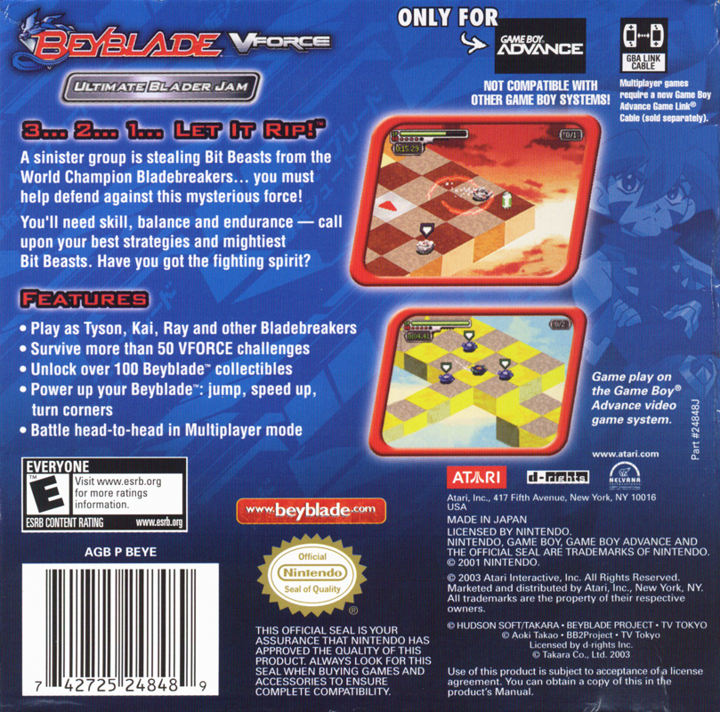 Back Cover for Beyblade VForce: Ultimate Blader Jam (Game Boy Advance)