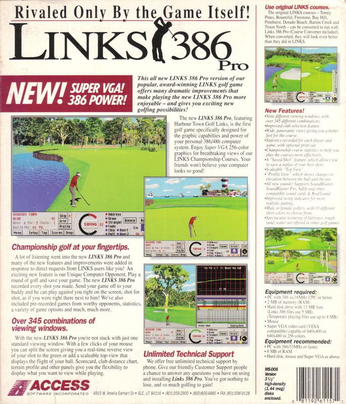Back Cover for Links 386 Pro (DOS)