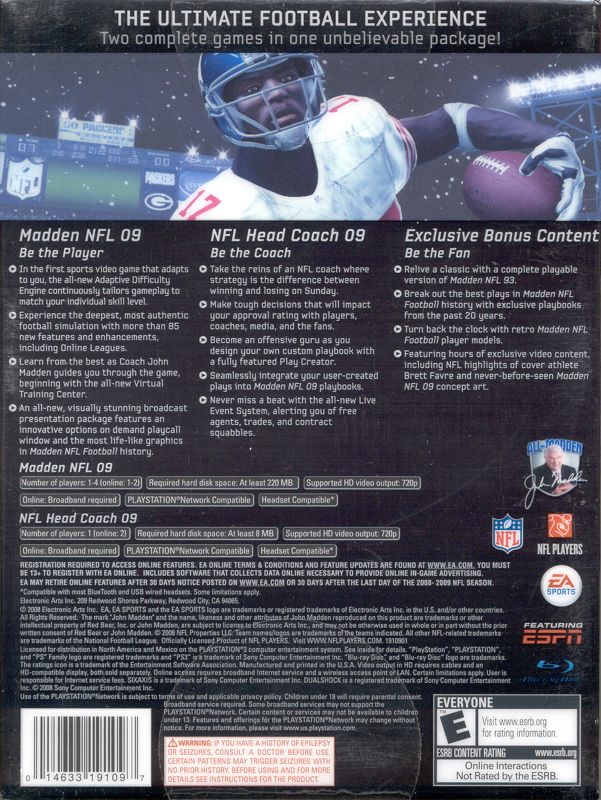 Back Cover for Madden NFL: XX Years (Collector's Edition) (PlayStation 3)