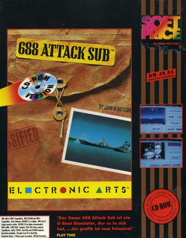 Front Cover for 688 Attack Sub (DOS) (Soft Price release)