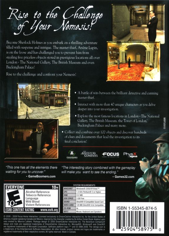 Back Cover for Sherlock Holmes: Nemesis (Windows)