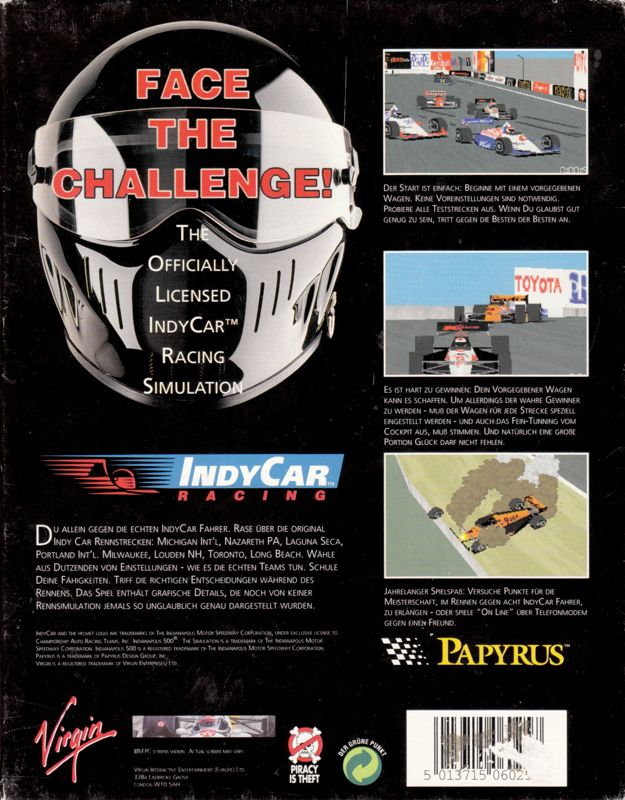 Back Cover for IndyCar Racing (DOS)