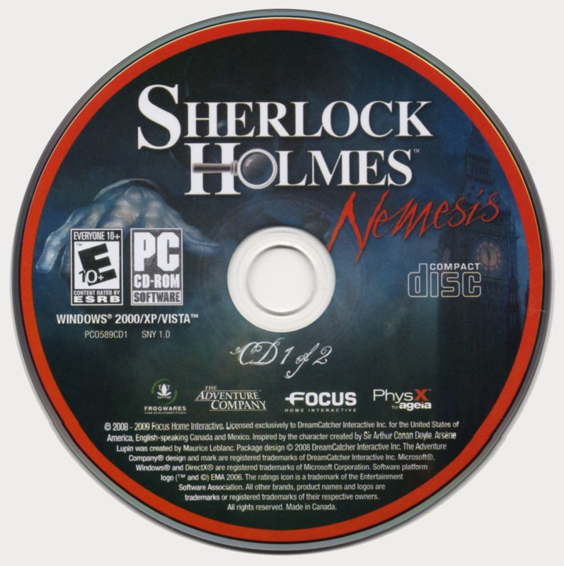 Media for Sherlock Holmes: Nemesis (Windows): Disc 1/2