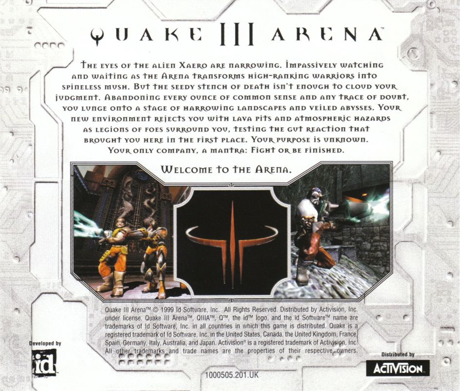 Other for Quake III: Arena (Windows): Jewel Case - Back