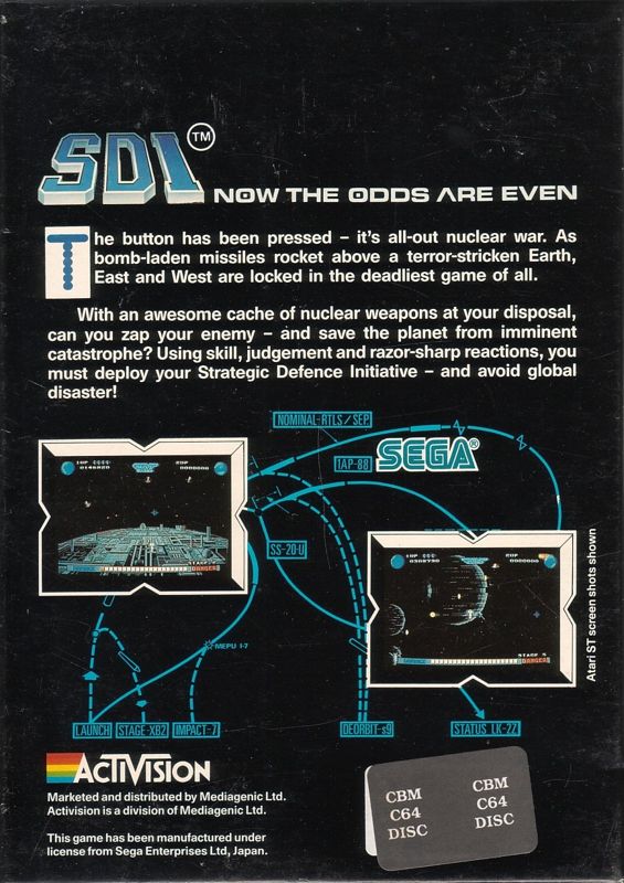 Back Cover for SDI: Strategic Defense Initiative (Commodore 64)