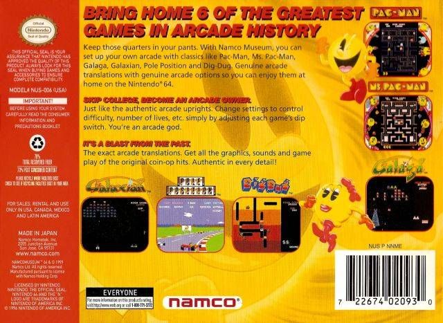 Back Cover for Namco Museum 64 (Nintendo 64)