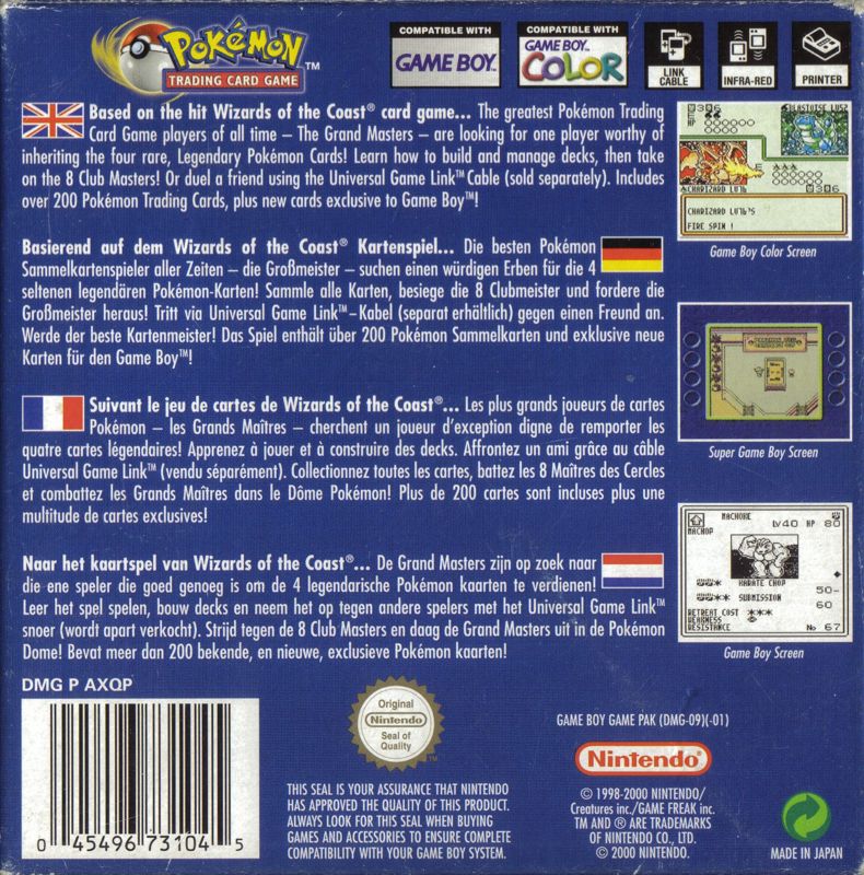 Back Cover for Pokémon Trading Card Game (Game Boy Color)