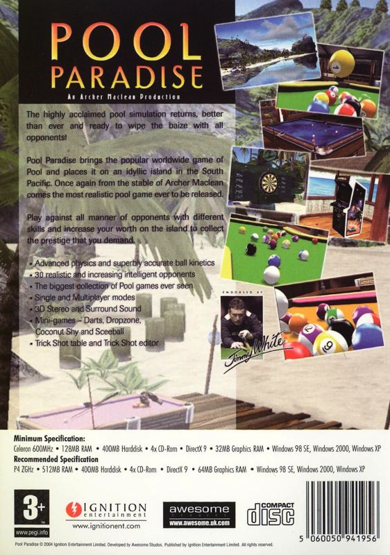 Back Cover for Archer Maclean Presents Pool Paradise (Windows)