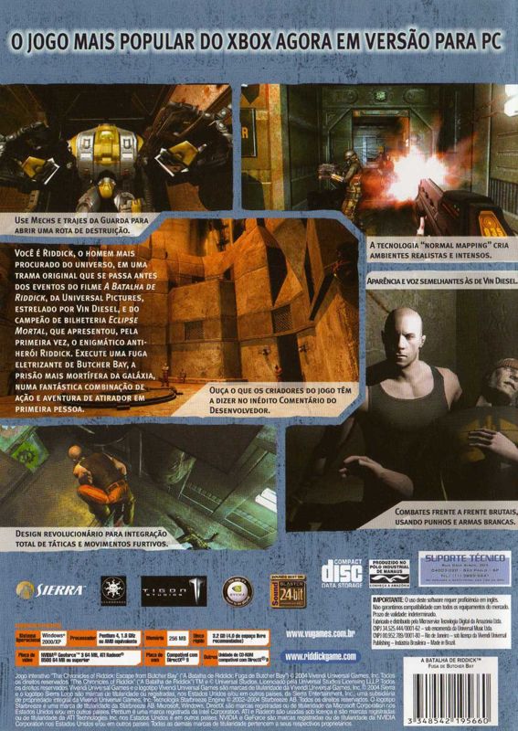 Back Cover for The Chronicles of Riddick: Escape from Butcher Bay (Windows)