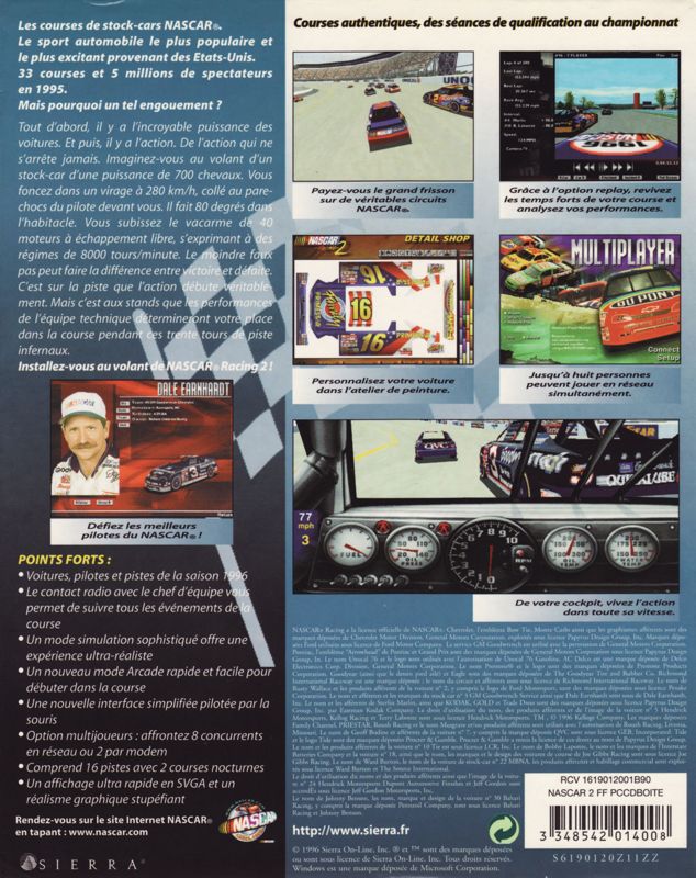 Back Cover for NASCAR Racing 2 (DOS)