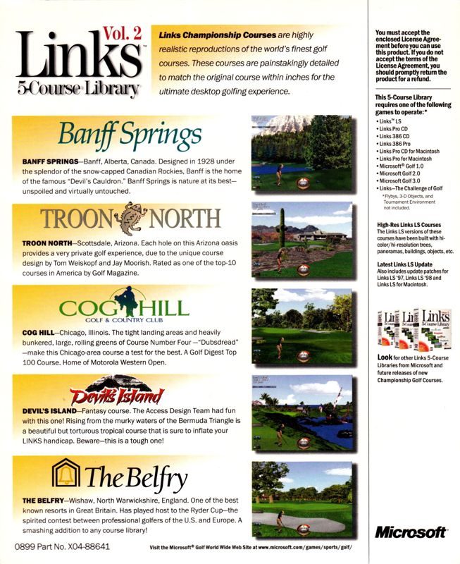Back Cover for Links: 5-Course Library - Volume 2 (DOS and Macintosh and Windows)