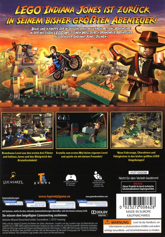 Back Cover for LEGO Indiana Jones 2: The Adventure Continues (Windows)