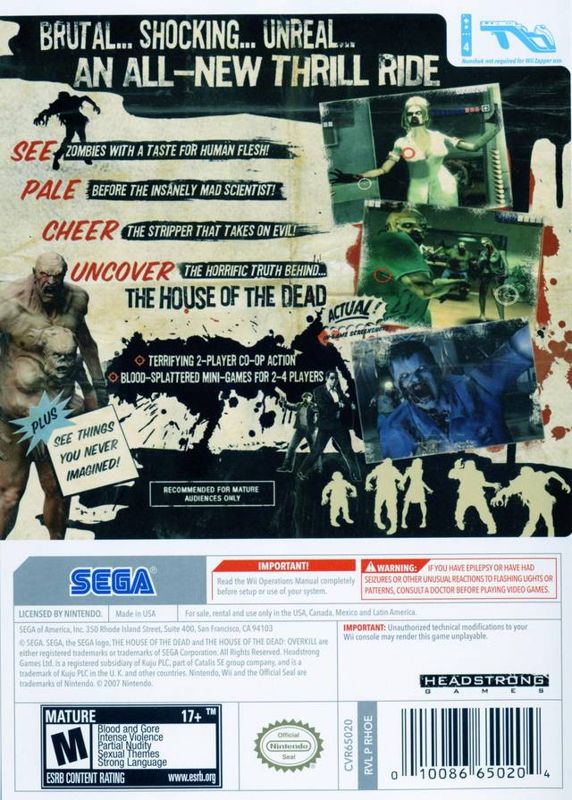 Back Cover for The House of the Dead: Overkill (Wii)