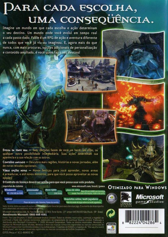 Back Cover for Fable: The Lost Chapters (Windows)