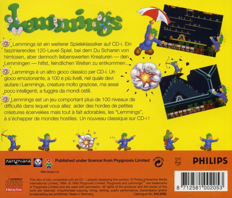 Back Cover for Lemmings (CD-i)