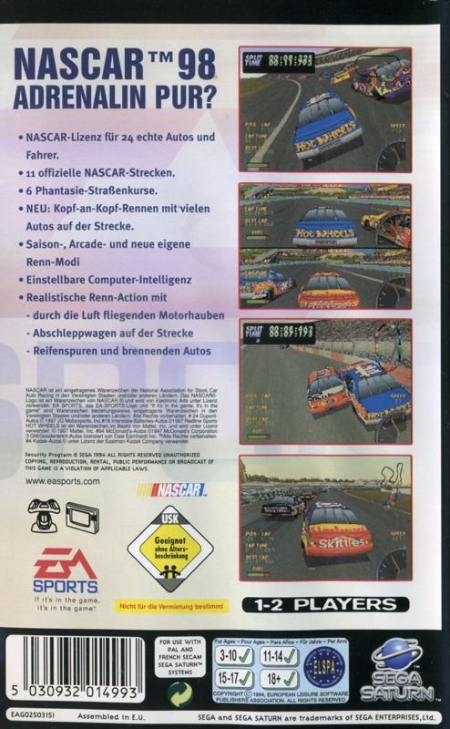 Back Cover for NASCAR 98 (SEGA Saturn)