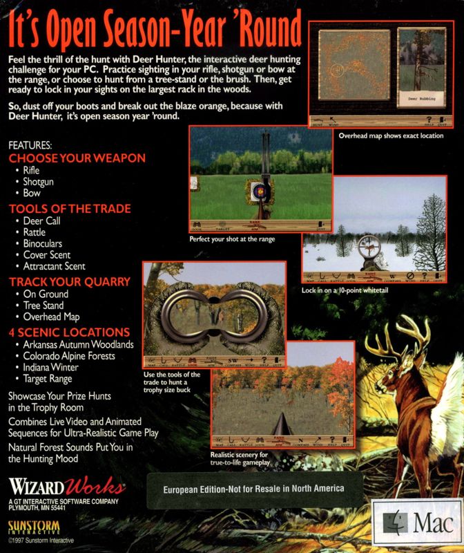 Back Cover for Deer Hunter (Macintosh and Windows) (PC/MAC Combo European Edition)