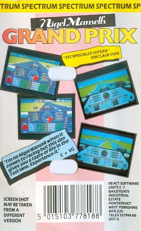 Back Cover for Nigel Mansell's Grand Prix (ZX Spectrum)