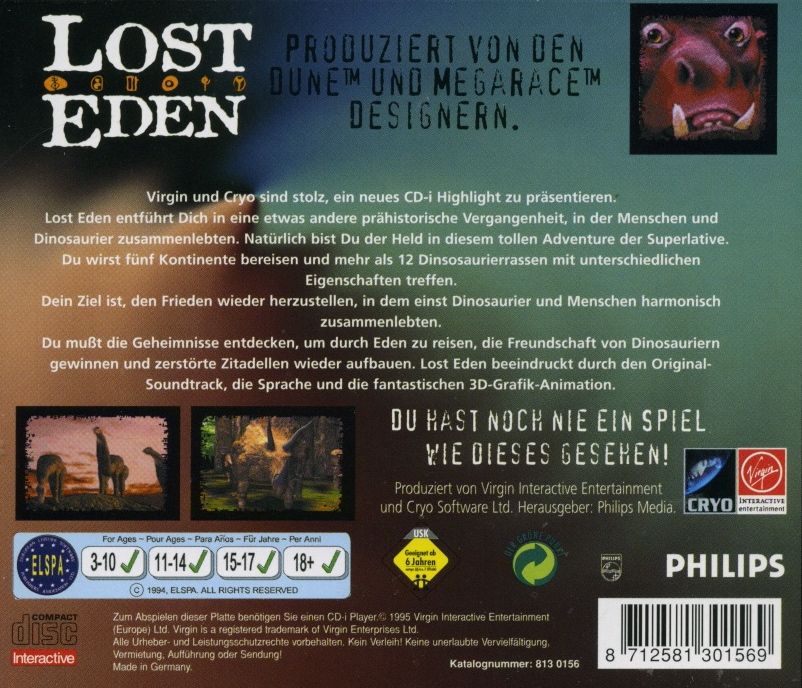 Back Cover for Lost Eden (CD-i)