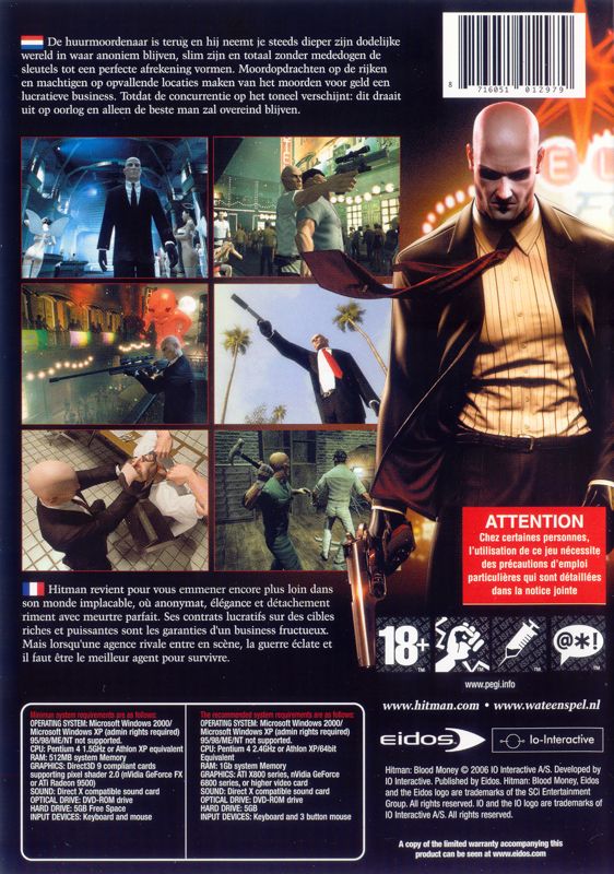 Back Cover for Hitman: Blood Money (Windows) (Budget release with .pdf manual)