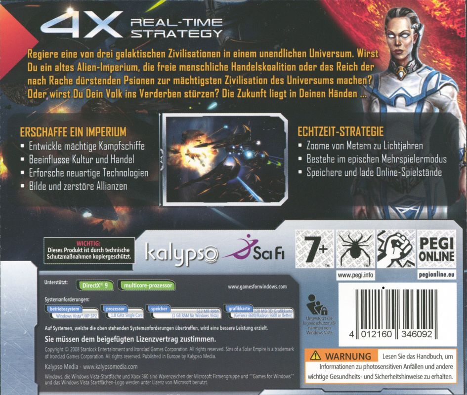 Back Cover for Sins of a Solar Empire (Windows) (Software Pyramide release)