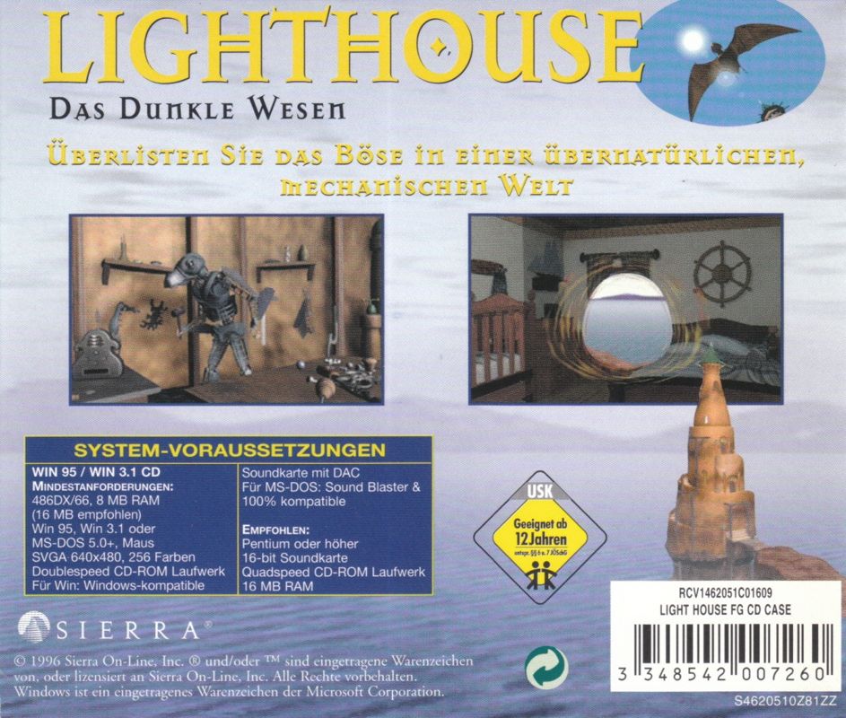 Other for Lighthouse: The Dark Being (DOS and Windows and Windows 3.x) (Sierra Originals Release): Jewel Case - Back