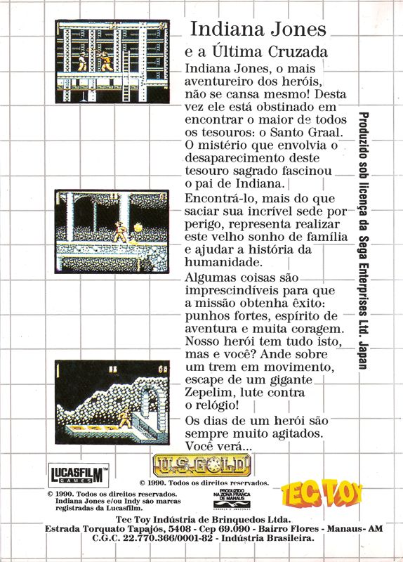Back Cover for Indiana Jones and the Last Crusade: The Action Game (SEGA Master System)