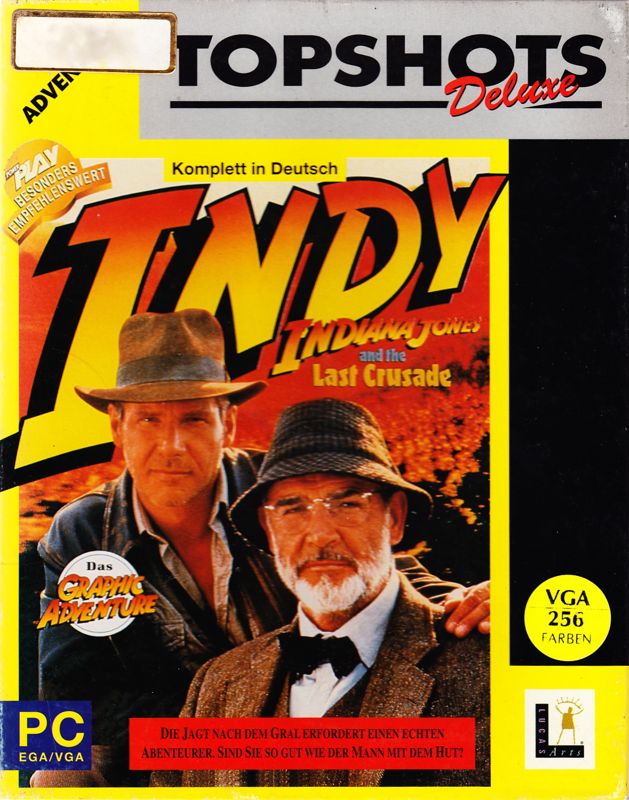 Front Cover for Indiana Jones and the Last Crusade: The Graphic Adventure (DOS) (Topshots Deluxe release)