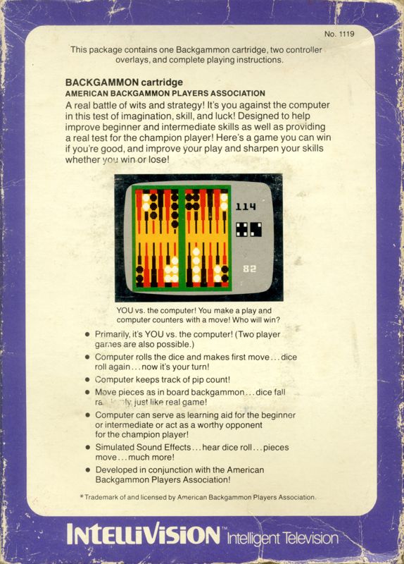 Back Cover for ABPA Backgammon (Intellivision)