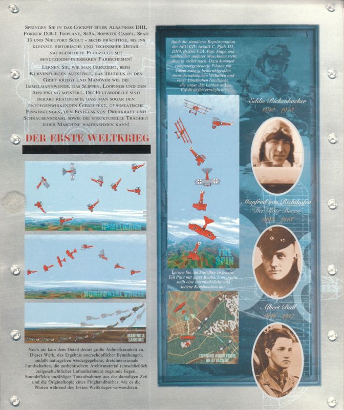 Inside Cover for Flying Corps (DOS and Windows 16-bit): Left Flap