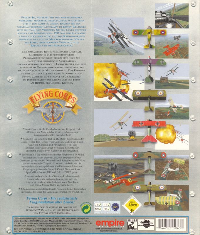 Back Cover for Flying Corps (DOS and Windows 16-bit)