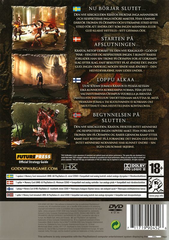 Back Cover for God of War II (PlayStation 2) (Platinum release)