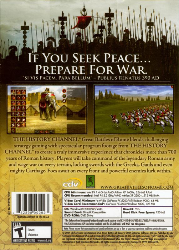 The History Channel Great Battles of Rome cover or packaging material