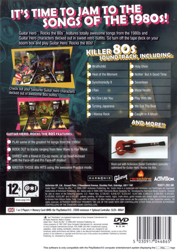 Back Cover for Guitar Hero Encore: Rocks the 80s (PlayStation 2)