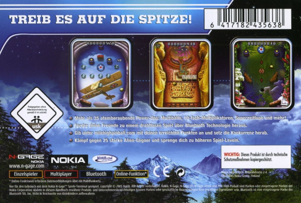 Back Cover for Mile High Pinball (N-Gage)