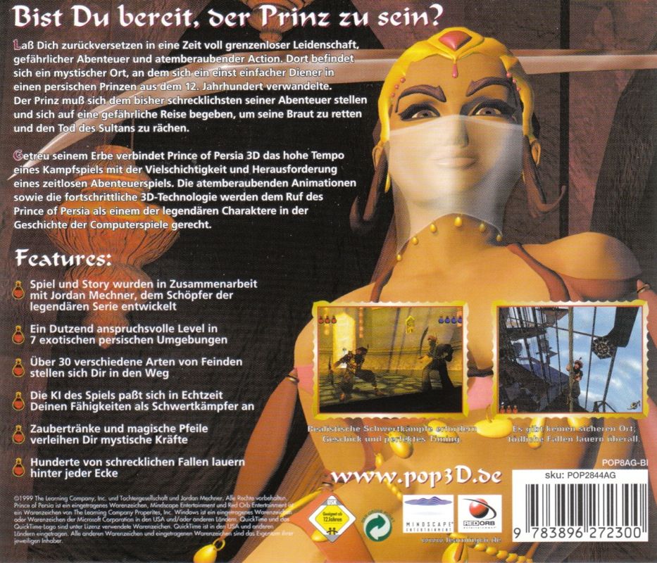Other for Prince of Persia 3D (Windows): Jewel Case - Back