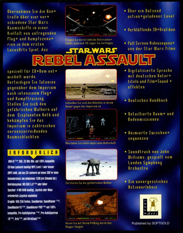 Back Cover for Star Wars: Rebel Assault (Macintosh)