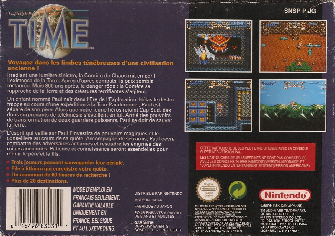 Back Cover for Illusion of Gaia (SNES)