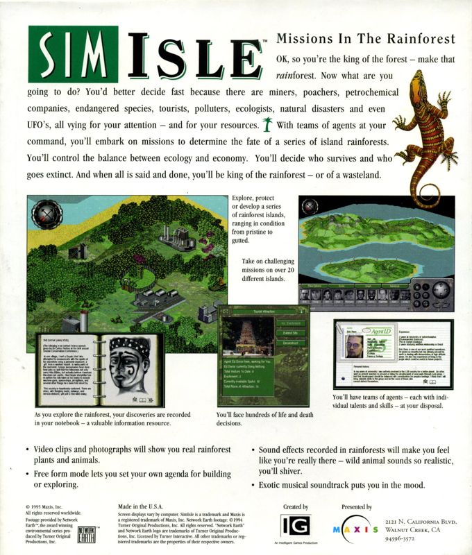 Back Cover for SimIsle: Missions in the Rainforest (Macintosh)