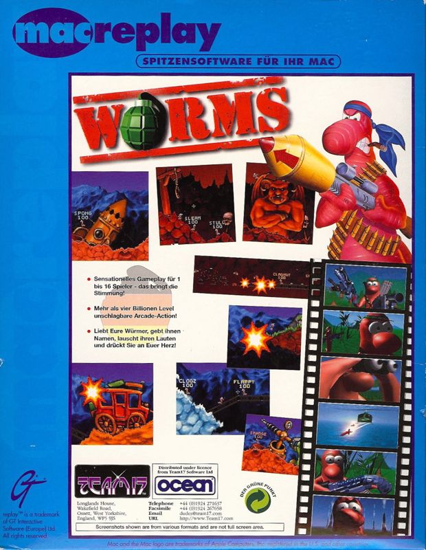 Back Cover for Worms (Macintosh) (Replay release)