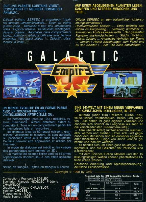 Back Cover for Galactic Empire (DOS)