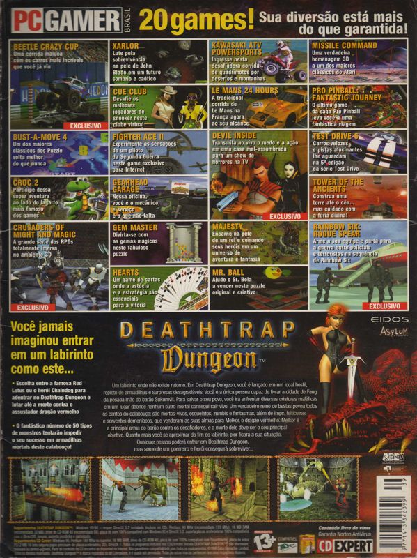 Back Cover for Ian Livingstone's Deathtrap Dungeon (Windows) (PC Gamer / CD Expert N° 36 covermount)