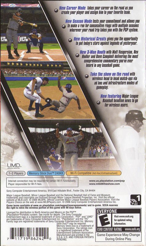 Back Cover for MLB 06: The Show (PSP)